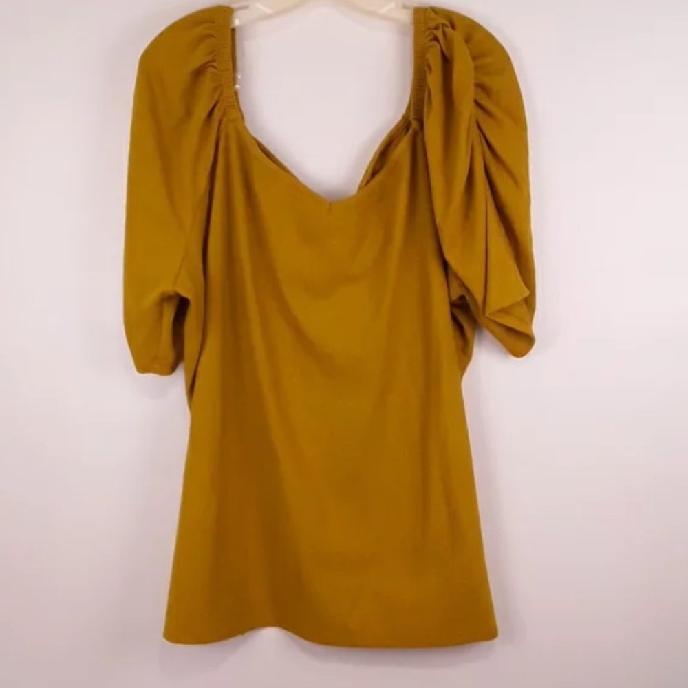 Ava & Viv 3X Shirred Sleeve Textured Knit Top